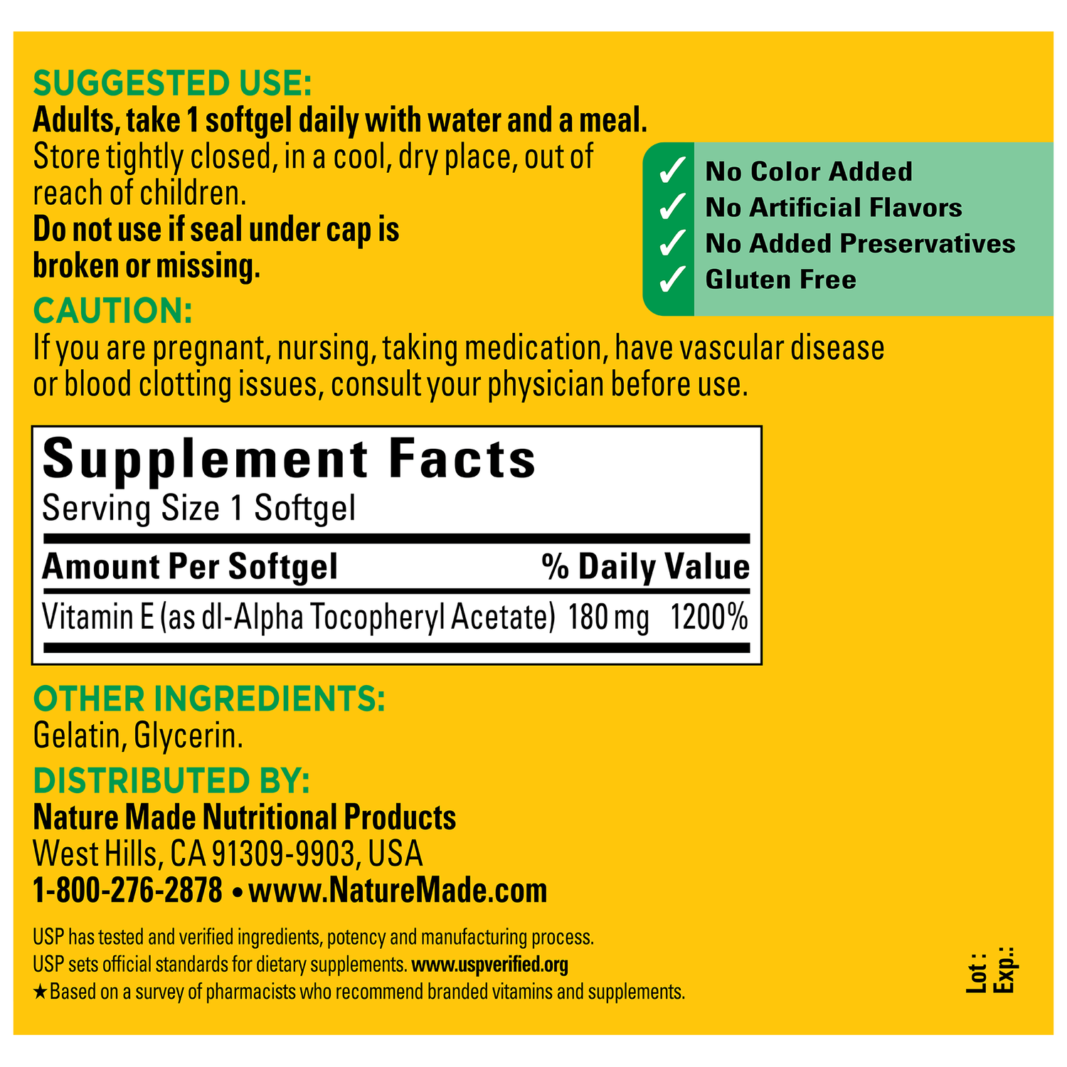 Vitamin E 400 IU (180 mg) dl-Alpha Softgels | 300