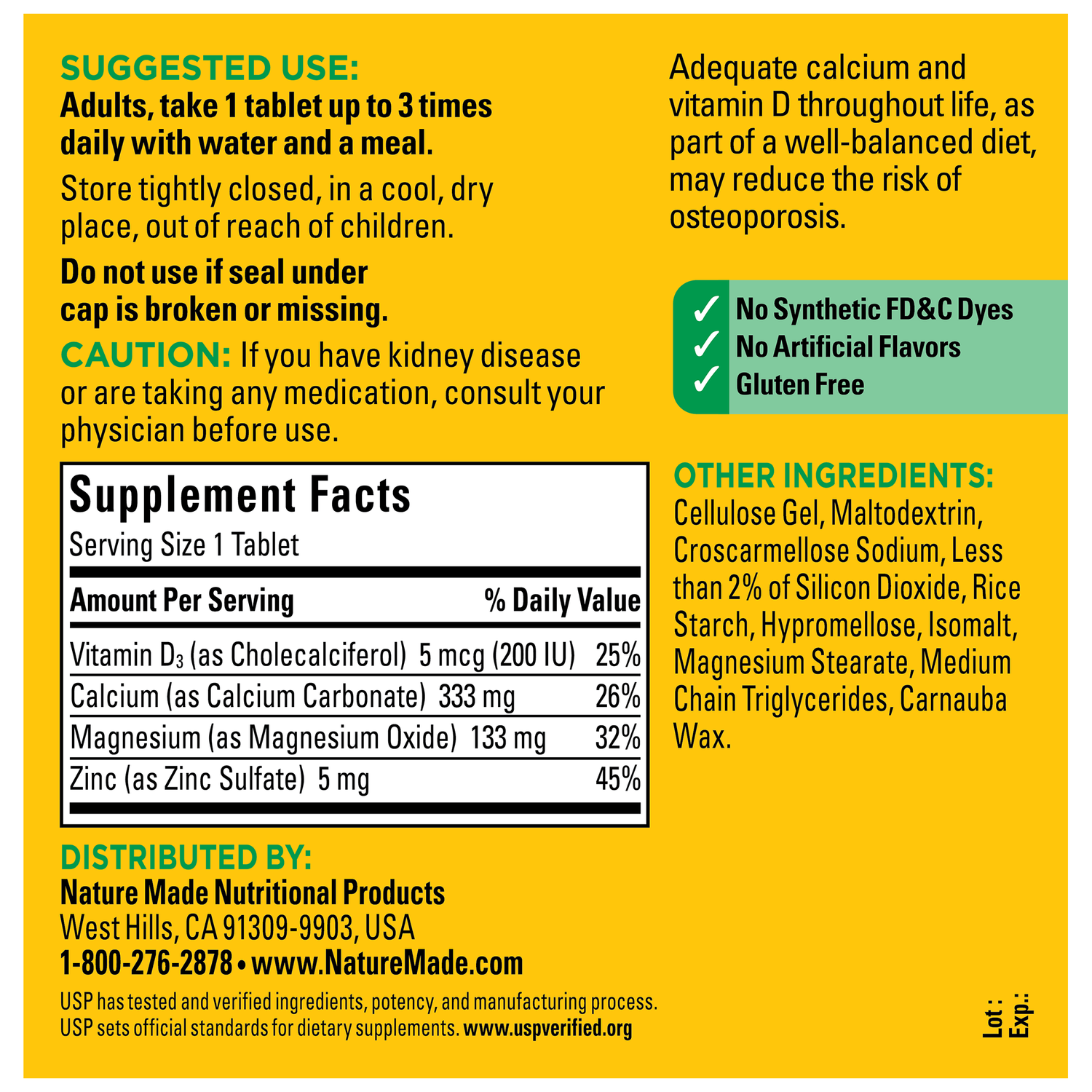 Calcium, Magnesium and Zinc with Vitamin D3 Tablets | 