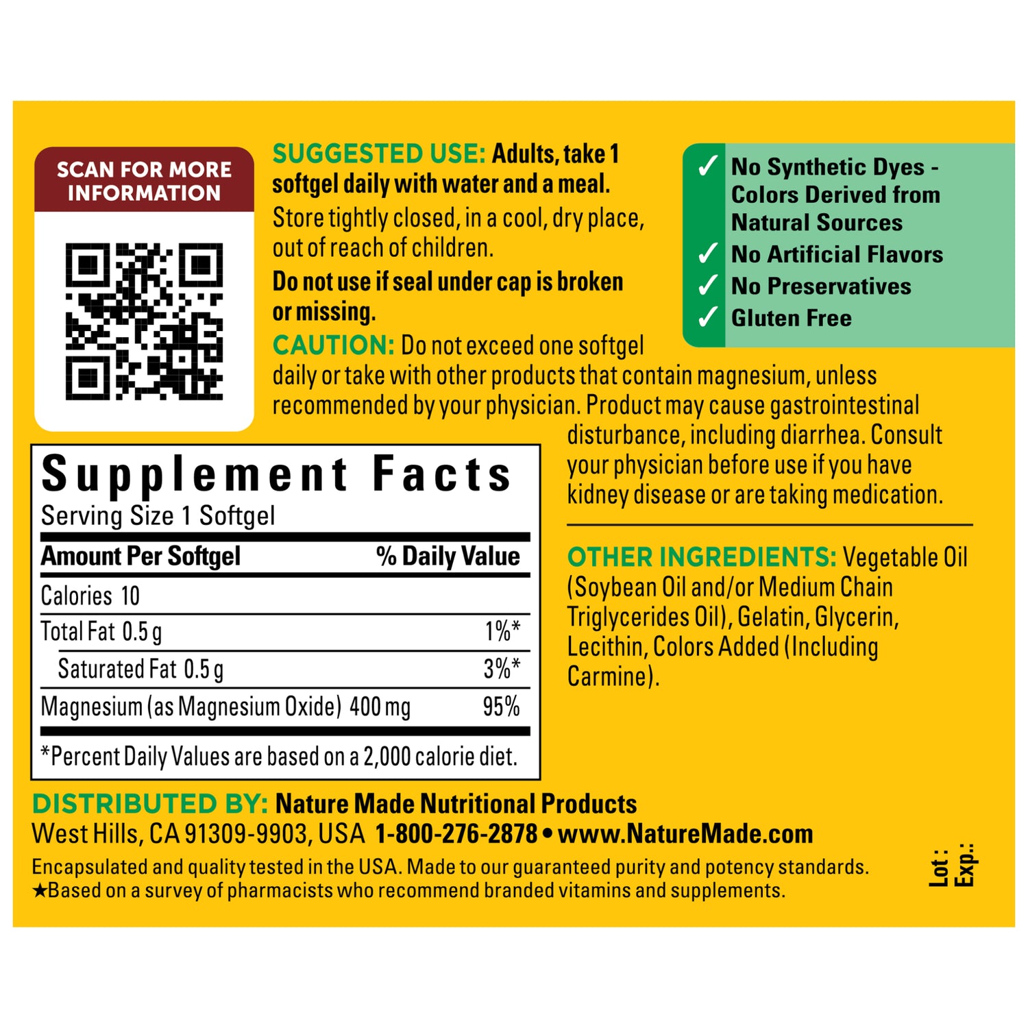Magnesium Extra Strength 400 mg Softgels | 