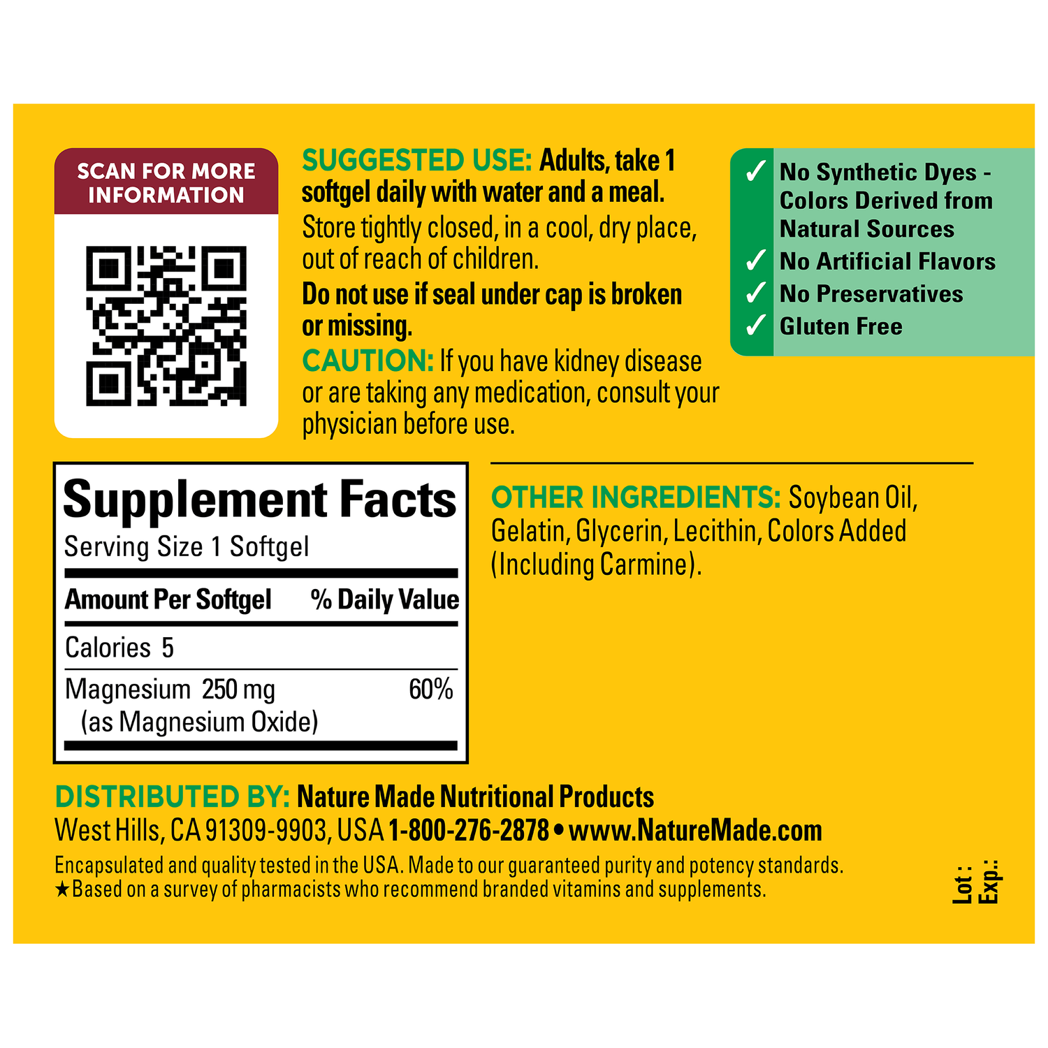 Magnesium 250 mg Softgels | 