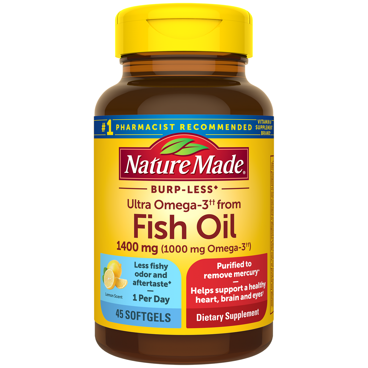Ultra Omega-3†† from Fish Oil 1400 mg Softgels, Burp-Less♦ | 45