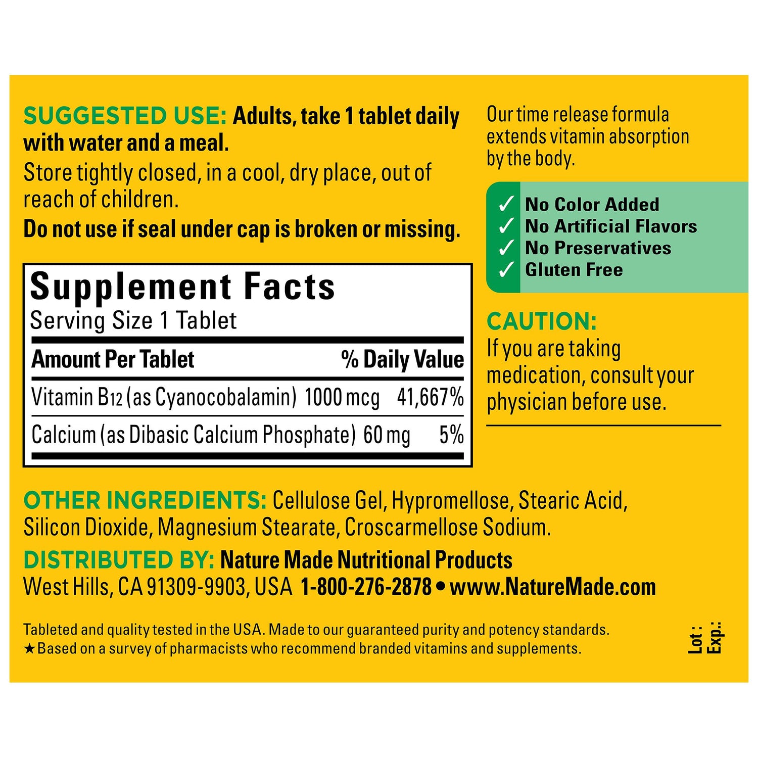 Vitamin B12 Time Release 1000 mcg Tablets | 160