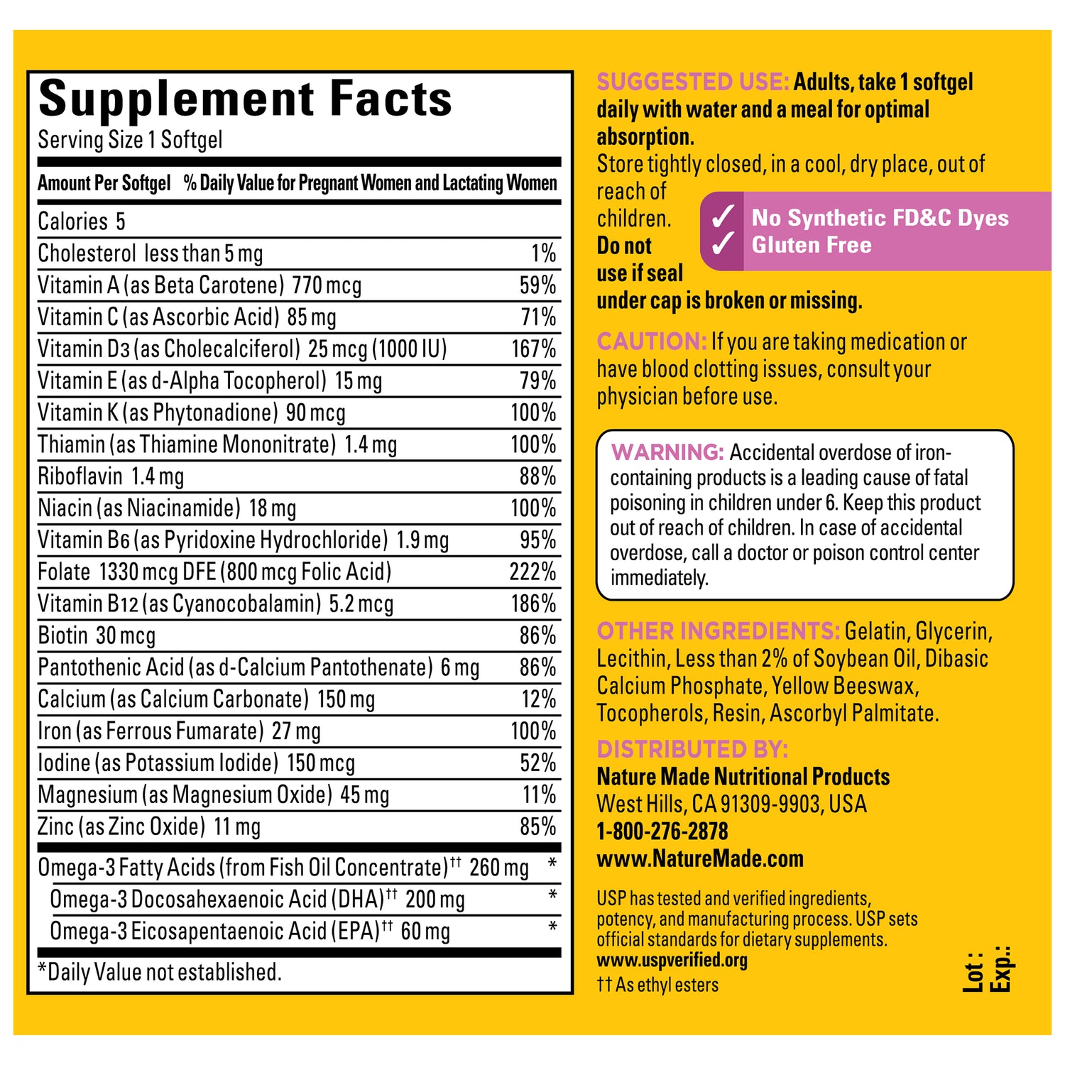 Prenatal Multivitamin Folic Acid + DHA Softgels | 90