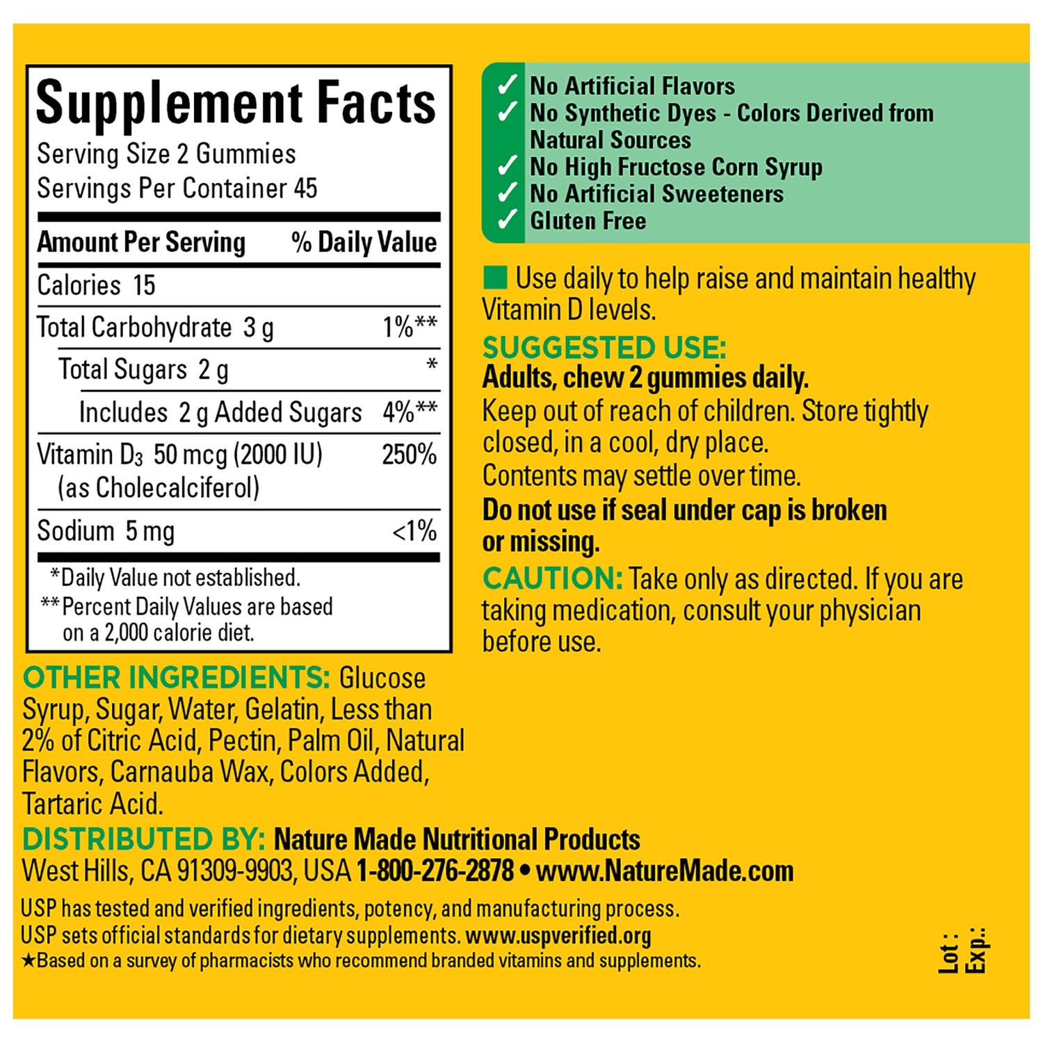 Vitamin D3 2000 IU (50 mcg) Gummies | 90