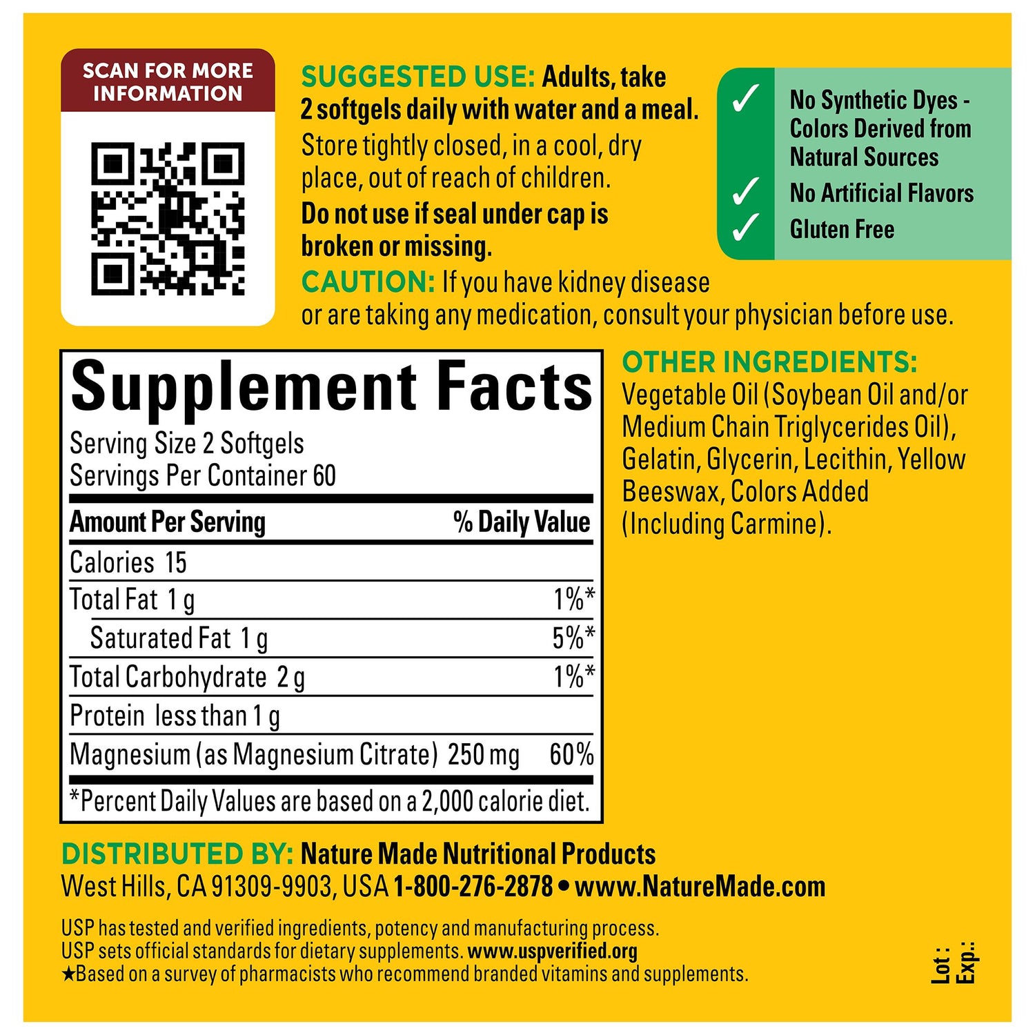 High Absorption Magnesium Citrate 250 mg Softgels | 120