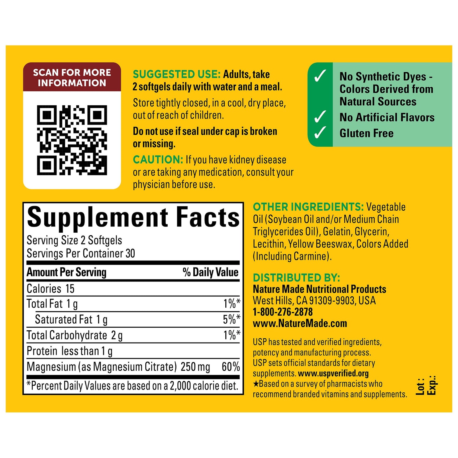 High Absorption Magnesium Citrate 250 mg Softgels | 60