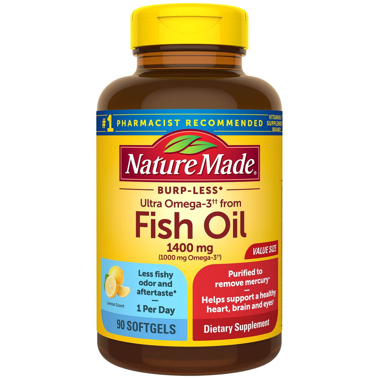 Ultra Omega-3†† from Fish Oil 1400 mg Softgels, Burp-Less♦ | 90