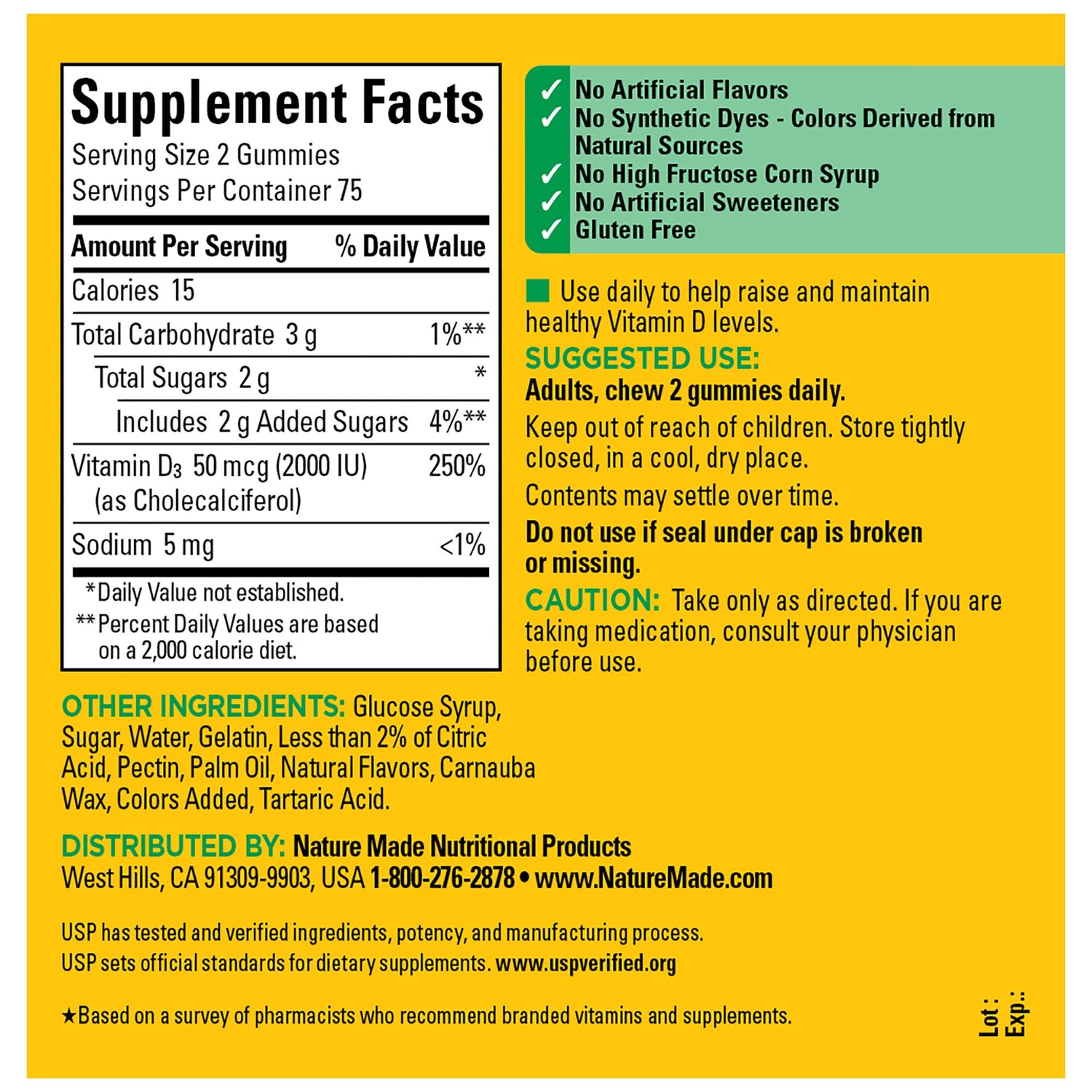 Vitamin D3 2000 IU (50 mcg) Gummies | 150