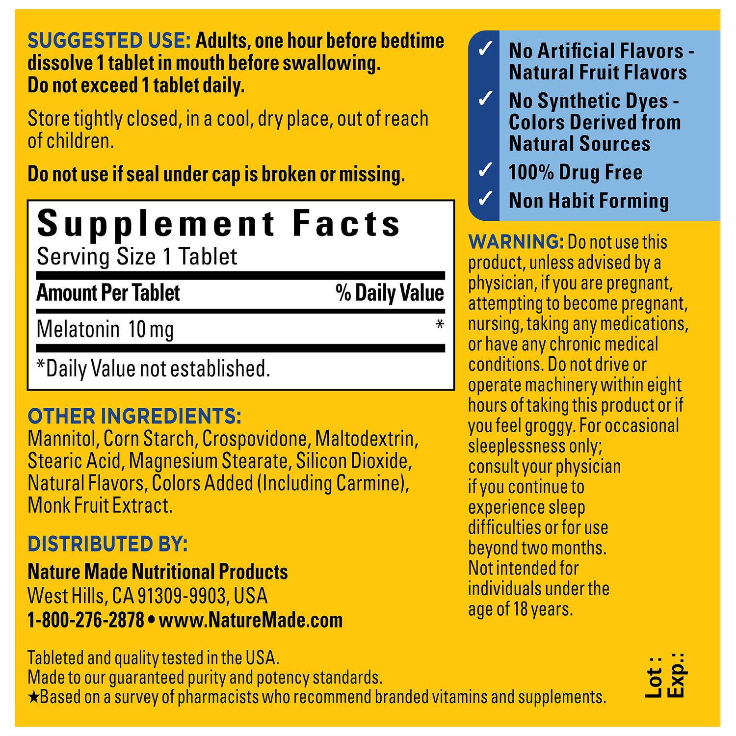 Fast Dissolve Melatonin Maximum Strength‡ 10 mg Tablets | 
