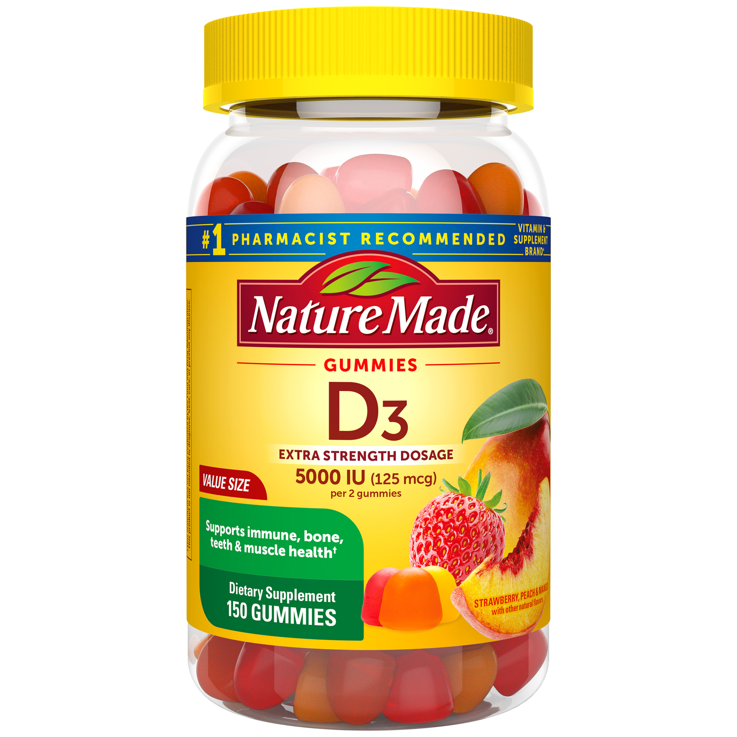 Vitamin D Extra Strength 5000 IU (125 mcg) Gummies | 150