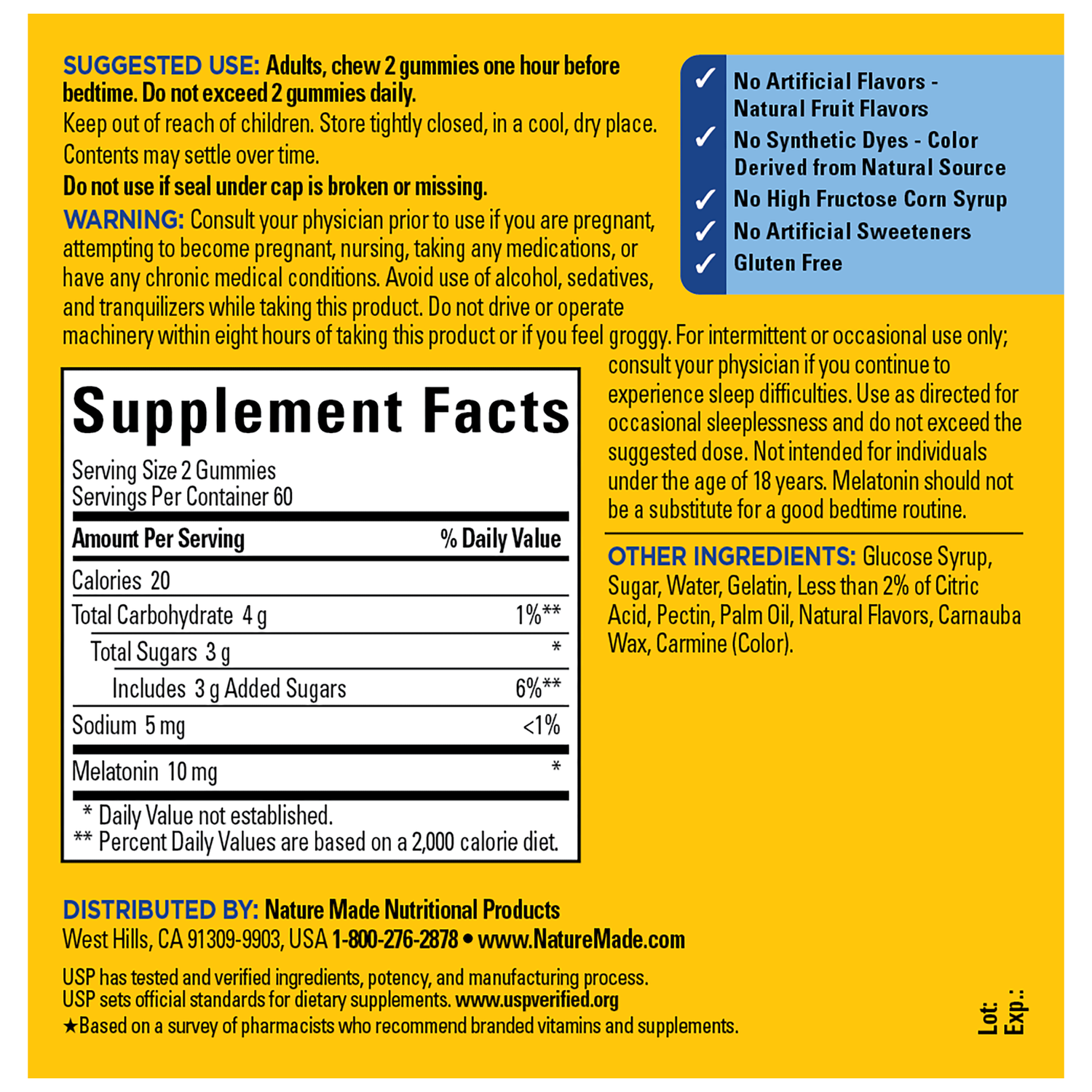 10 Mg Melatonin Gummies Maximum Strength Dosage‡ | 70