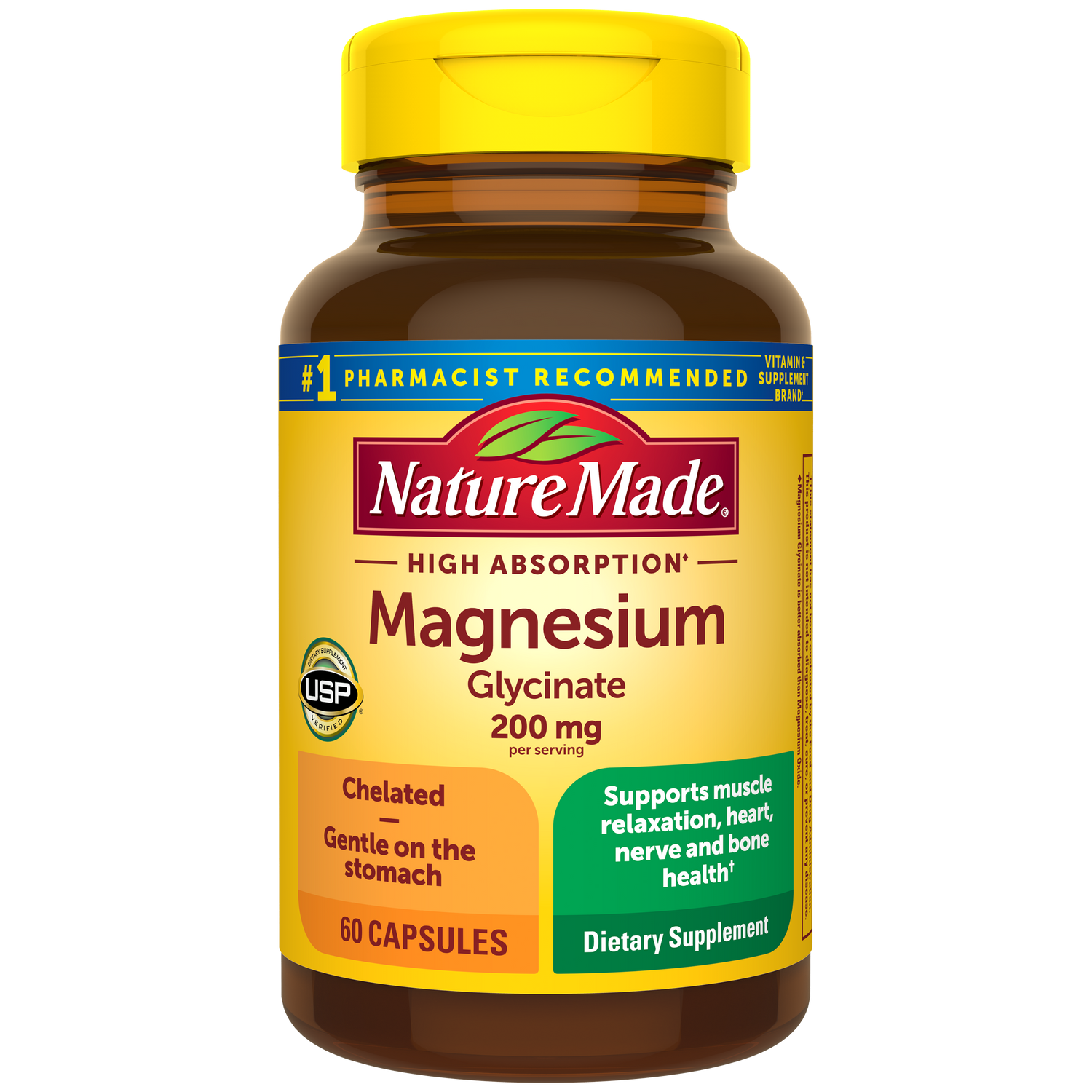 High Absorption Magnesium Glycinate Capsules 200 mg | Nature Made High Absorption Magnesium Glycinate Capsules 200 mg