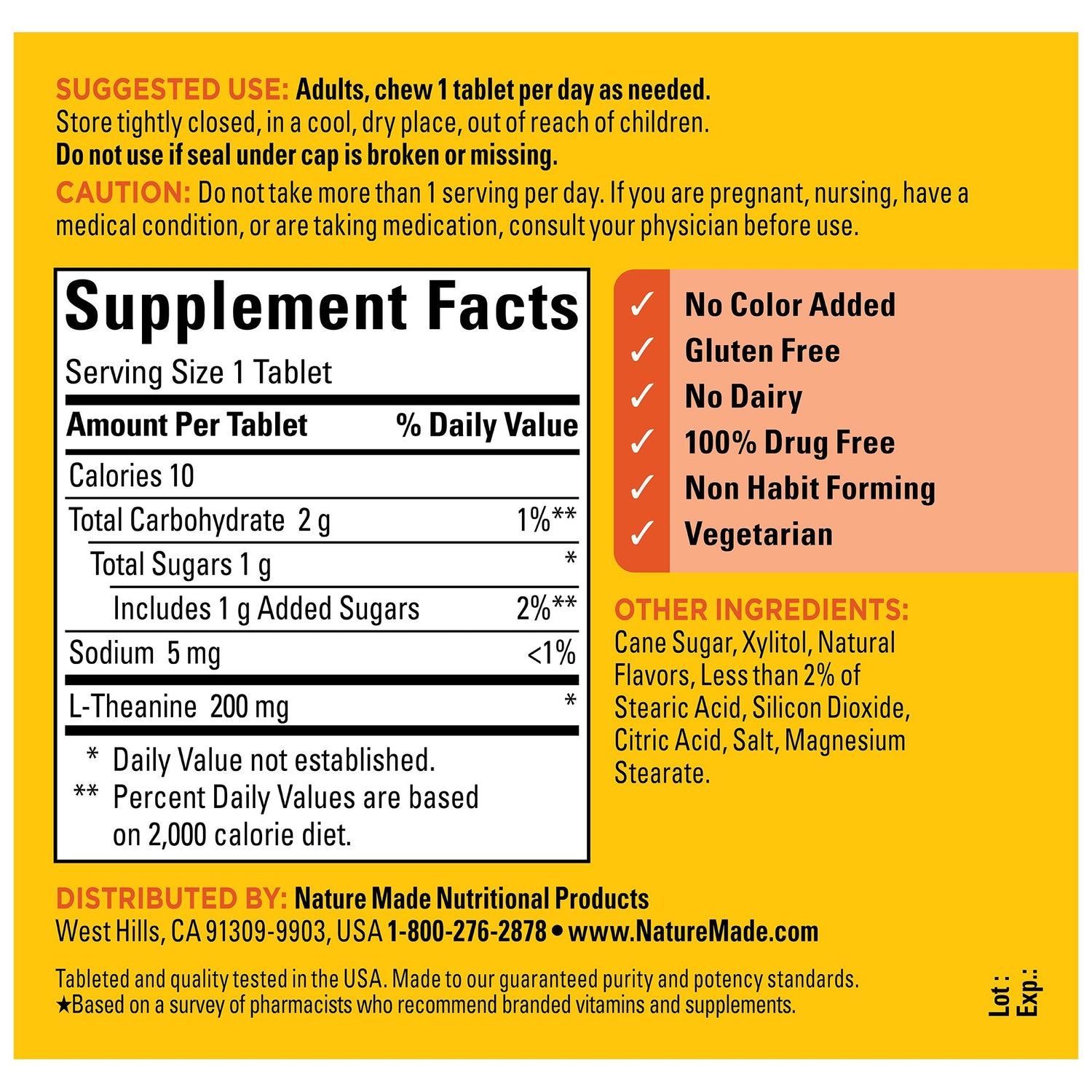 L-Theanine 200 mg Chewable Tablets | 