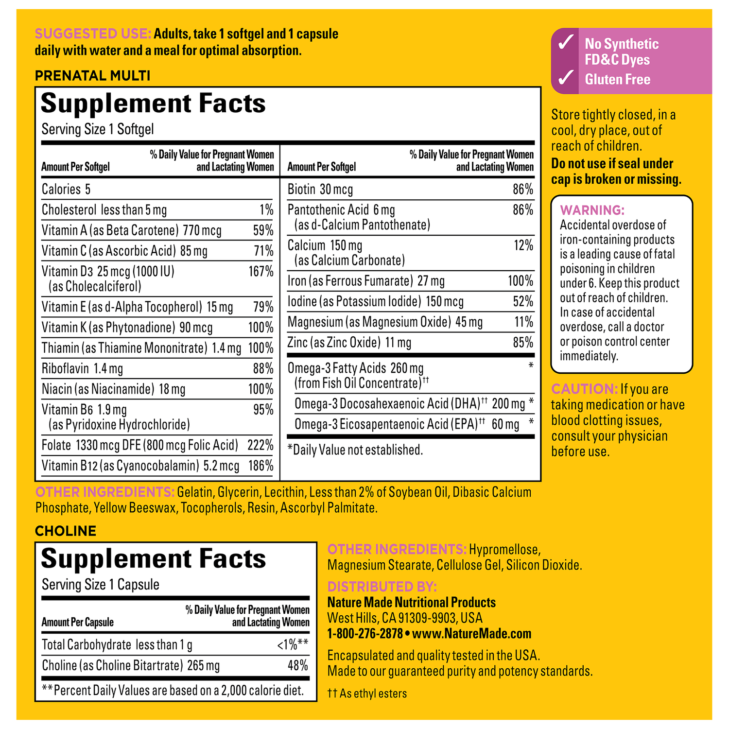 Prenatal Multivitamins Softgels + Choline Capsules | 