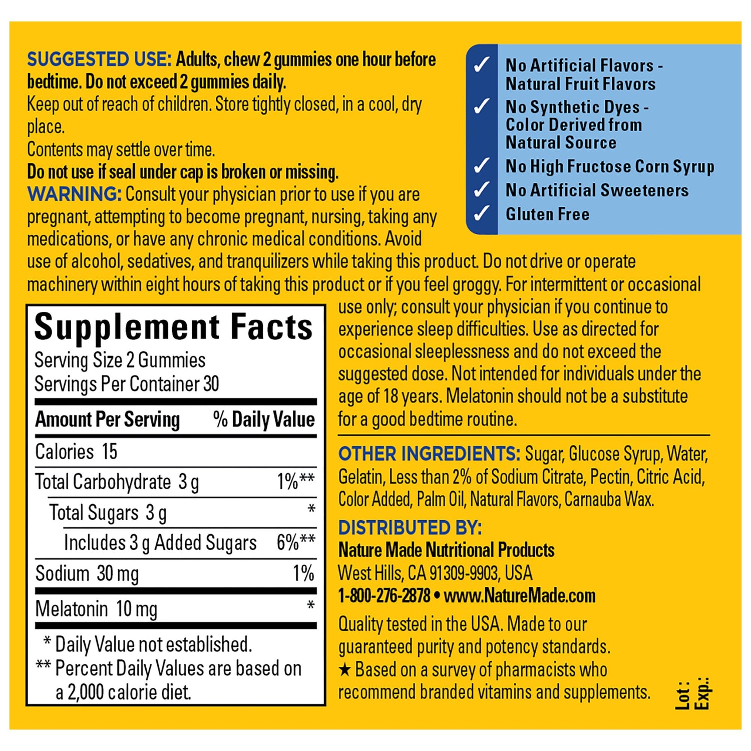 Time Release Melatonin Gummies Maximum Strength Dosage‡ 10 mg Per Serving | 60