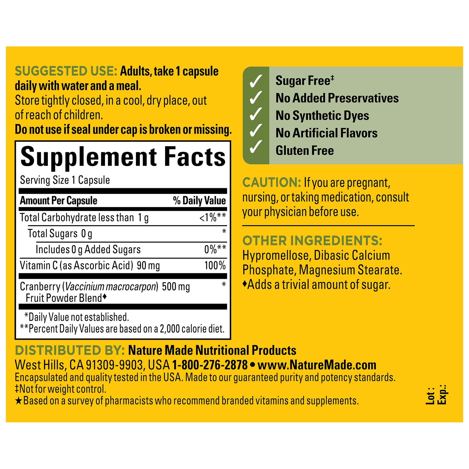 Cranberry Capsules 500 Mg With Vitamin C | 