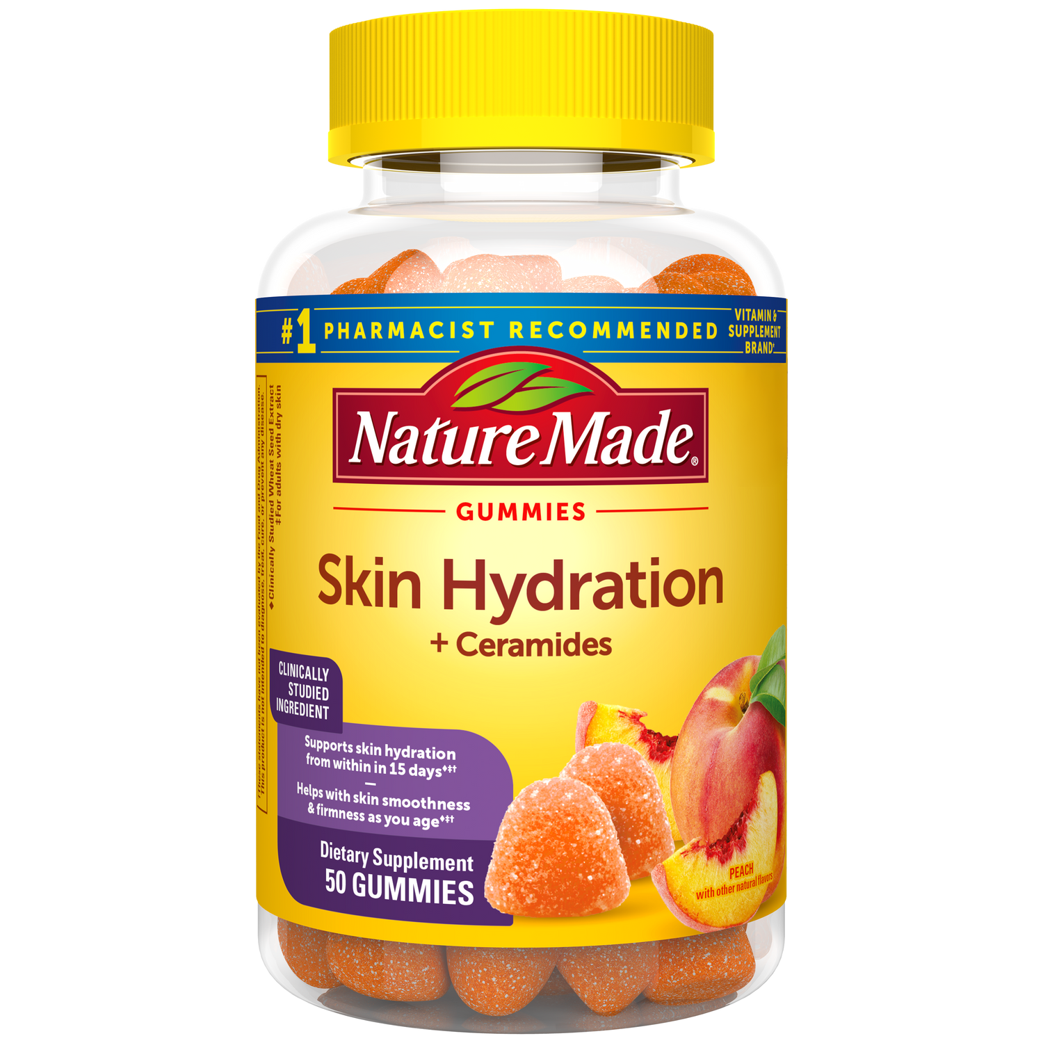 Skin Hydration + Ceramides Gummies | Nature Made Skin Hydration plus Ceramides Gummies Supplement – 50 count