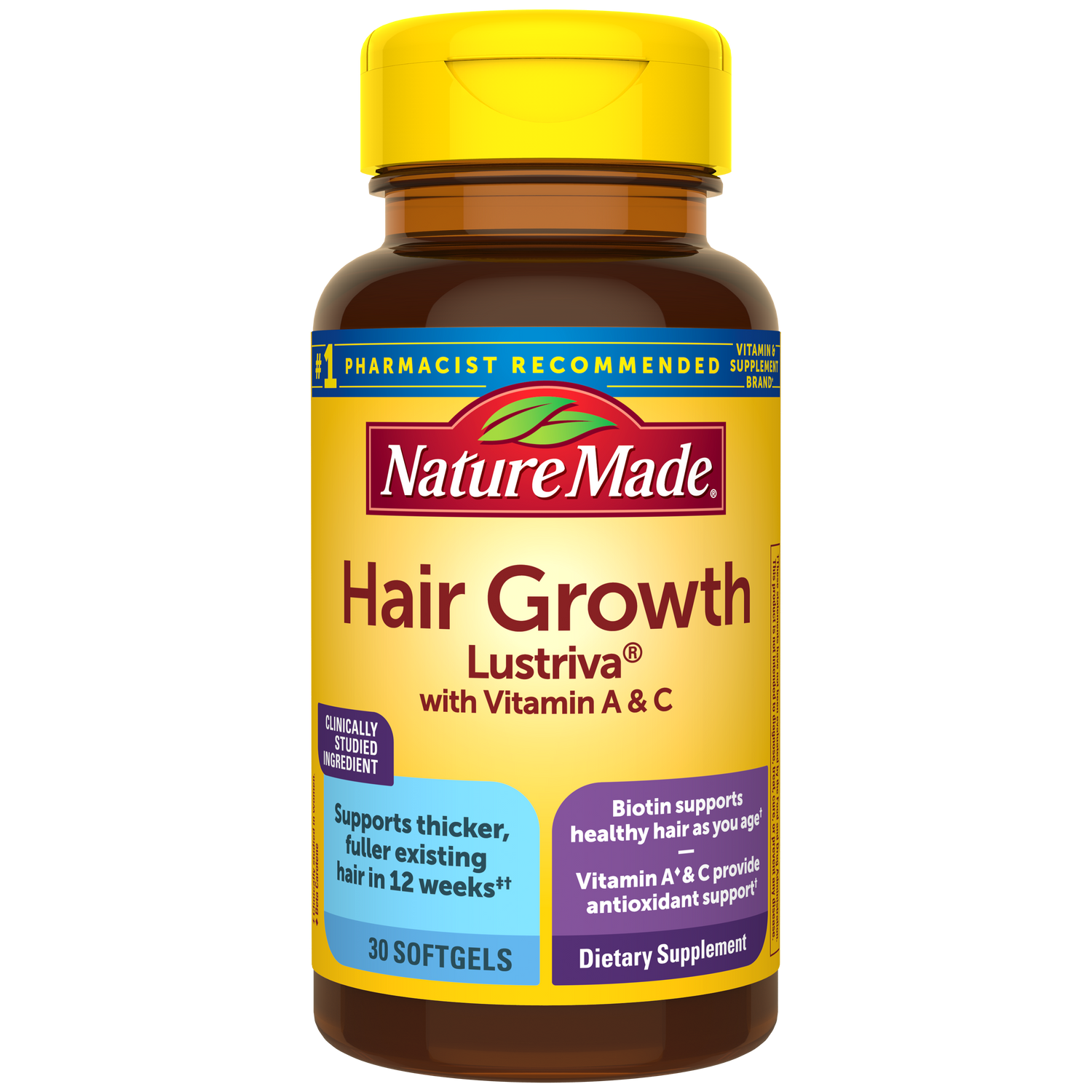 Hair Growth Lustriva® with Vitamin A & C Softgels | Nature Made Hair Growth Lustriva Softgels Supplement - 30 count