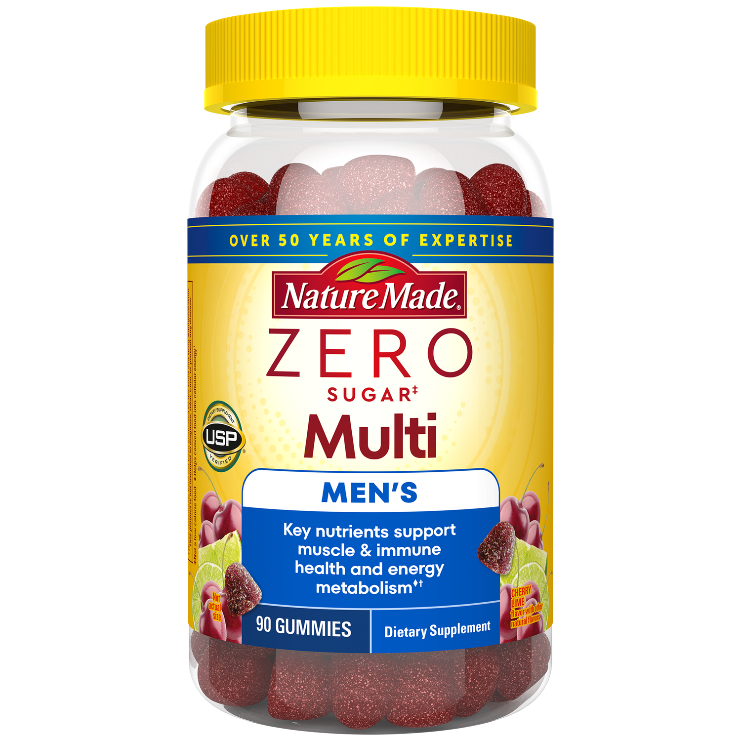Zero Sugar‡ Men's Multivitamin Gummies | Nature Made Zero Sugar Multi Men's gummy supplement bottle.