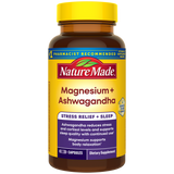 Nature Made Magnesium + Ashwagandha supplement bottle.
