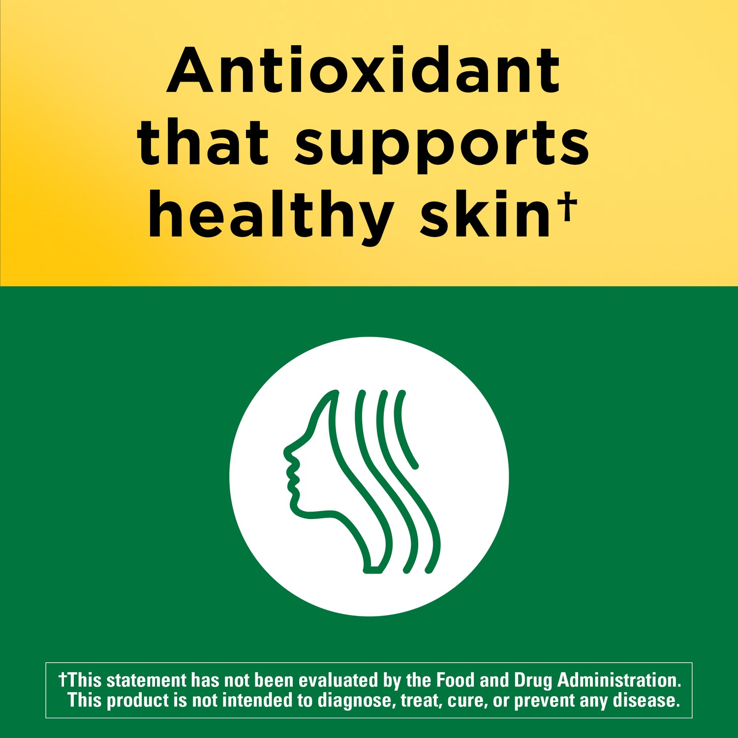 Vitamin E 400 IU (180 mg) dl-Alpha Softgels | Antioxidant that supports healthy skin on a yellow and green background.