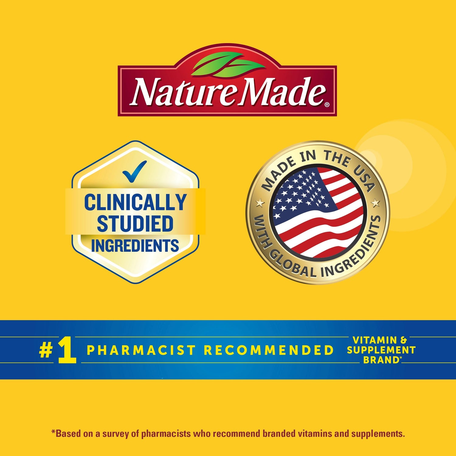 Probiotics Extra Strength 15 Billion CFU from Live Cultures Capsules | Clinically studied ingredients badge and Made in USA with global ingredients seal for probiotics supplement