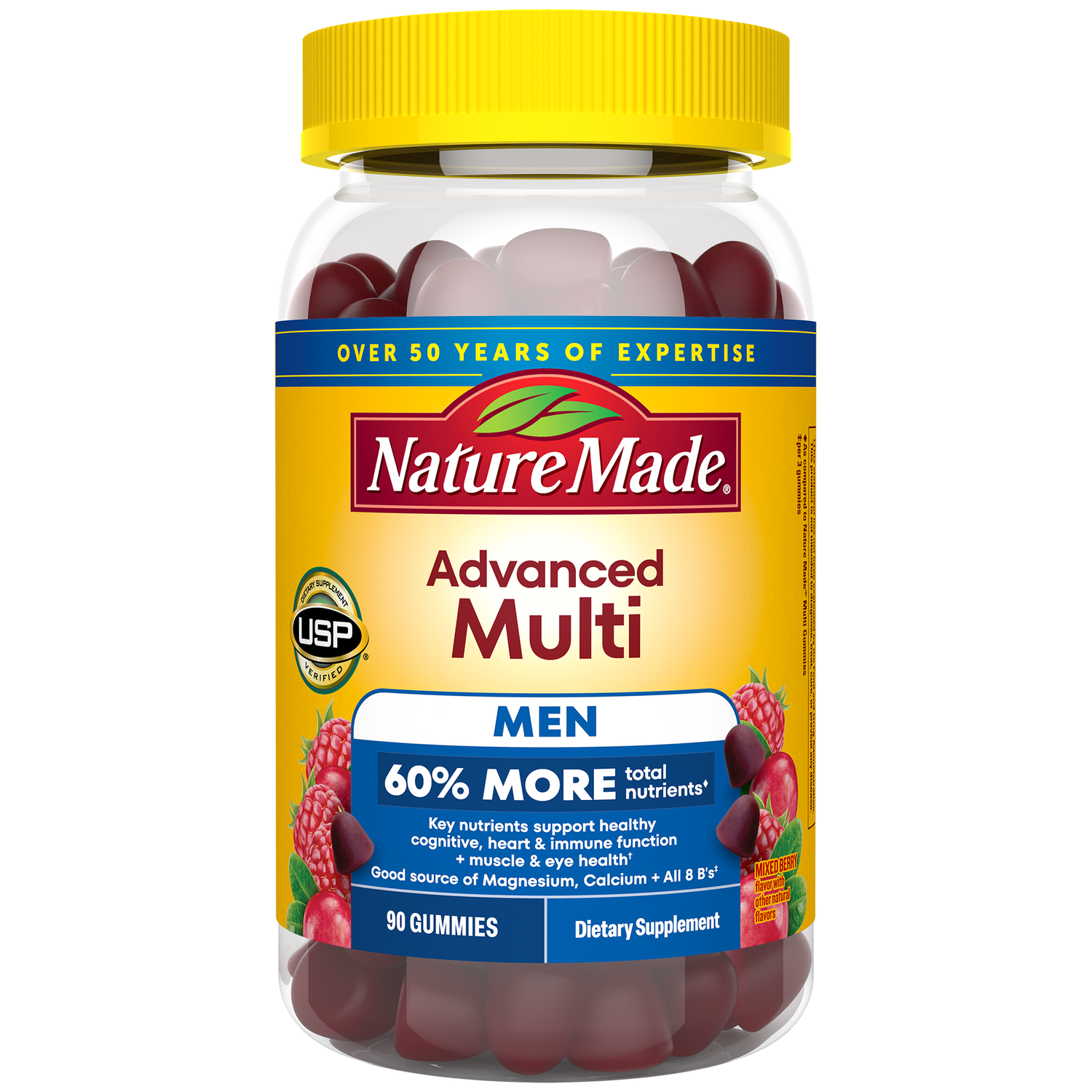 Men's Advanced Multivitamin Gummies | Nature Made Advanced Multi Men Gummies mixed berry flavor dietary supplement bottle
