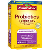 Nature Made Probiotics 1 Billion CFU From Live Cultures Capsules front packaging.