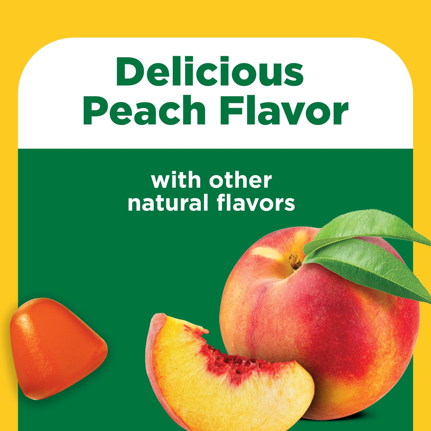 B-Complex Gummies | Nature Made B‑Complex Gummies featuring delicious peach flavor with natural flavors and peach imagery.