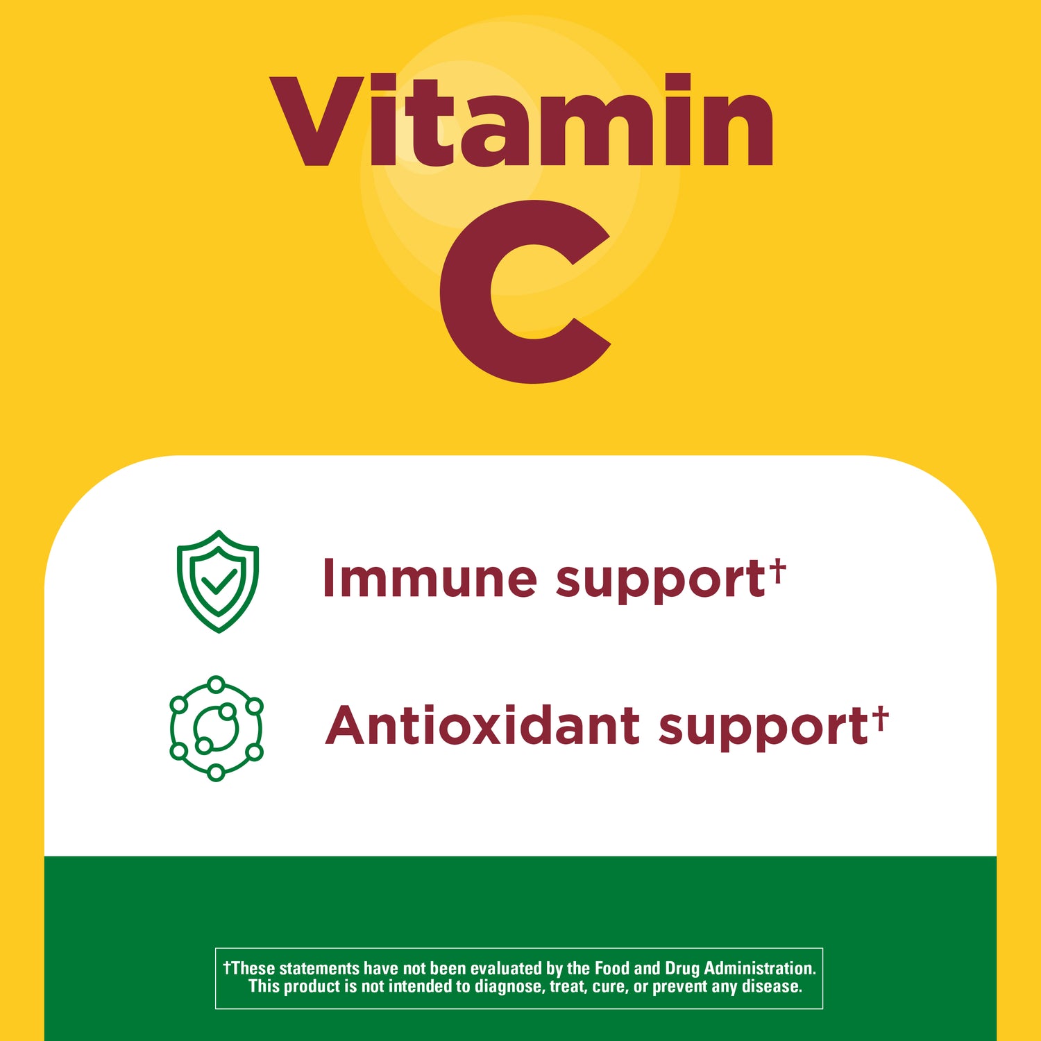 Cranberry 500 mg Per Serving + Vitamin C Gummies | Vitamin C gummies benefits graphic highlighting immune support and antioxidant support.