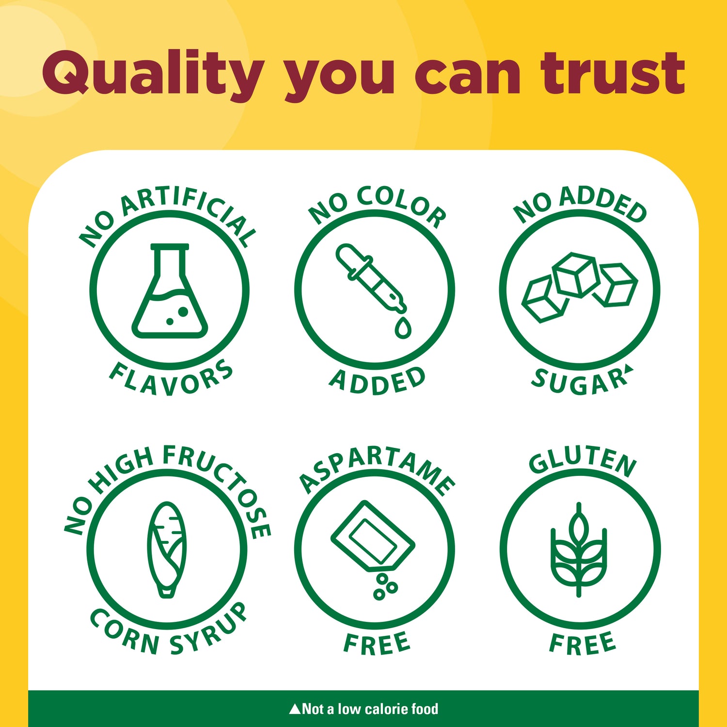 SuperGreens with Prebiotic Fiber Powder Drink Mix | Nature Made Supergreens with Prebiotic Fiber Powder benefits icons with quality you can trust copy on a yellow background.