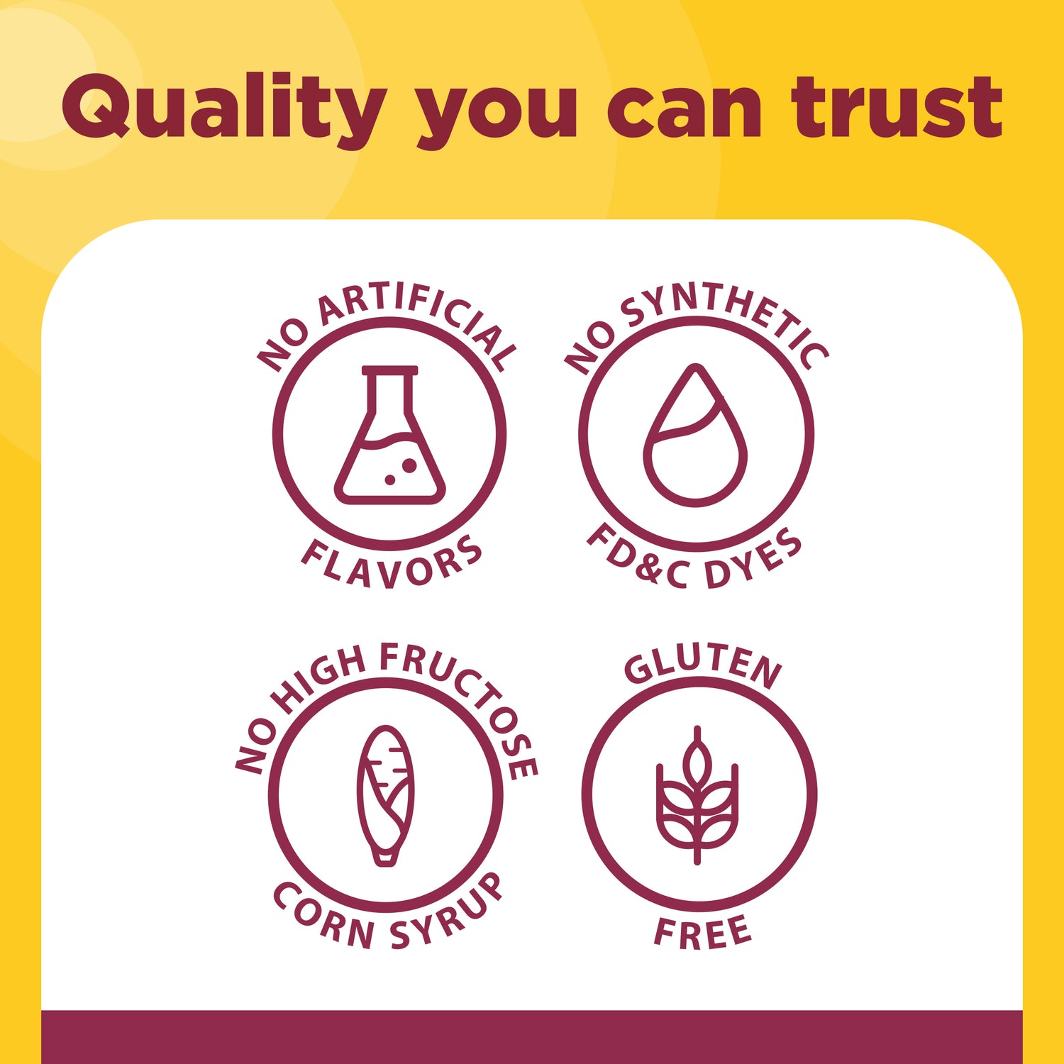 Advanced Hair, Skin & Nails Gummies | Nature Made Advanced Hair, Skin, Nails gummies benefits icons with quality you can trust copy on a yellow background.