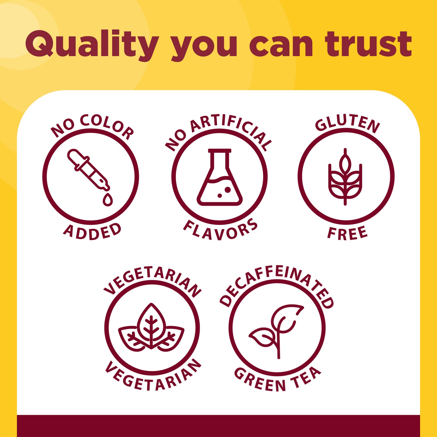 Metabolyze Capsules With Chromium, Green Tea Phytosome & B12 | Nature Made Metabolyze Capsules benefits icons with quality you can trust copy on a yellow background.