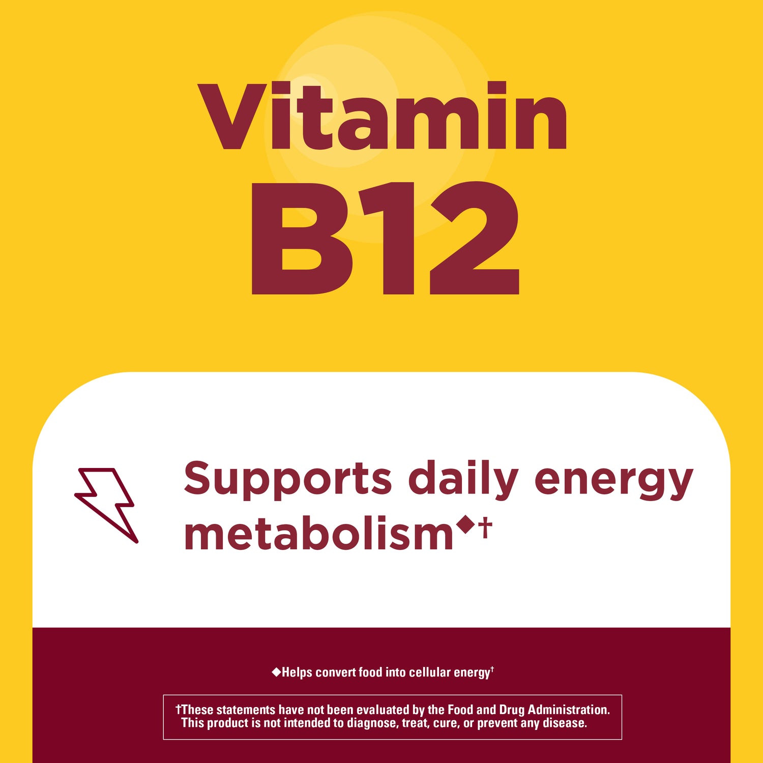 Metabolyze Capsules With Chromium, Green Tea Phytosome & B12 | Vitamin B12 benefits graphic highlighting support for daily energy metabolism and cellular energy production.
