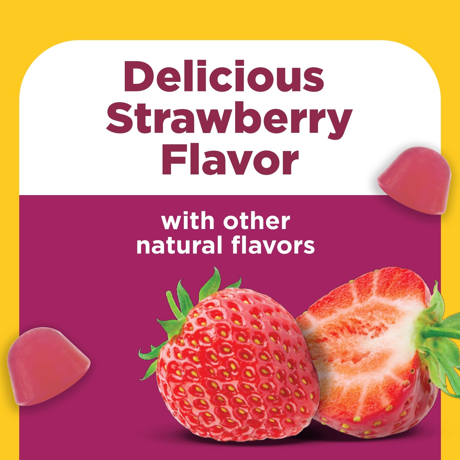 Women's Multivitamin Gummies | Strawberry flavored gummy vitamins with real strawberry pieces and soft red gummies