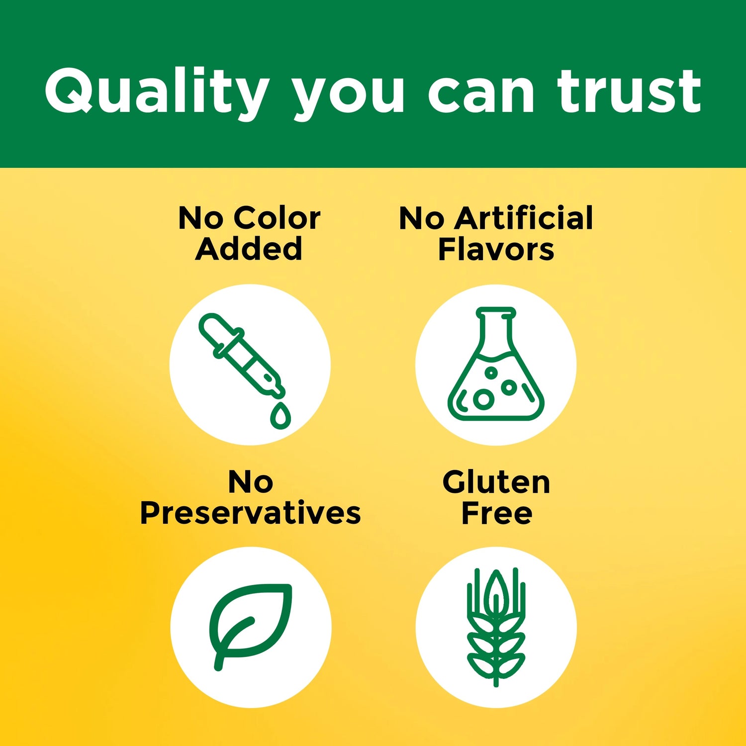 Vitamin B12 Extra Strength 3000 mcg Softgels | Vitamin B12 Extra Strength 3000 mcg Softgels product label with icons and text indicating 'No Color Added', 'No Artificial Flavors', 'No Preservatives', and 'Gluten Free' on a green and yellow background.