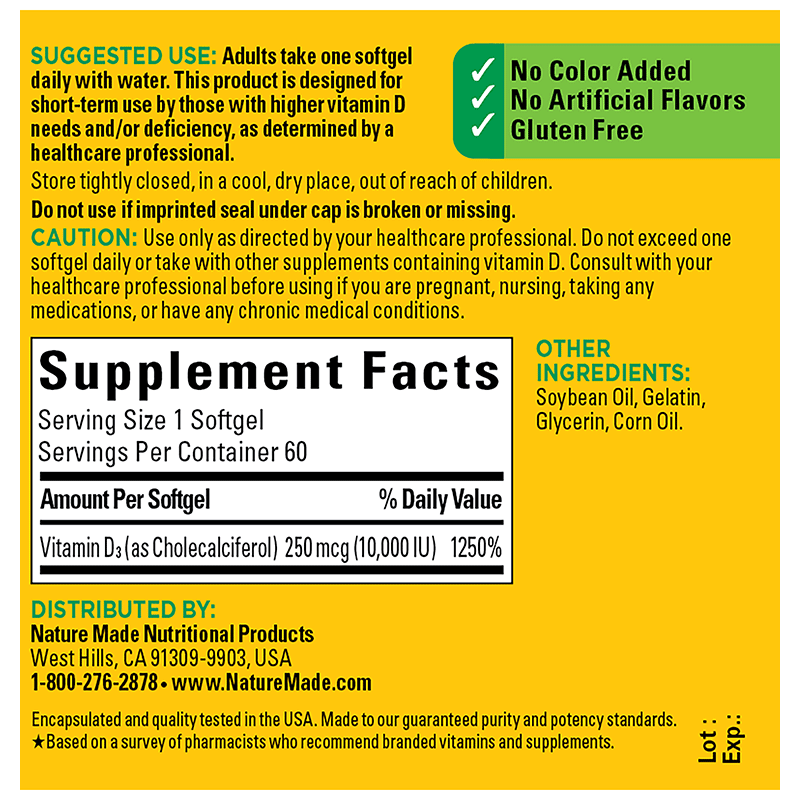 Vitamin D3 Maximum Strength 10,000 IU (250 mcg) | 60