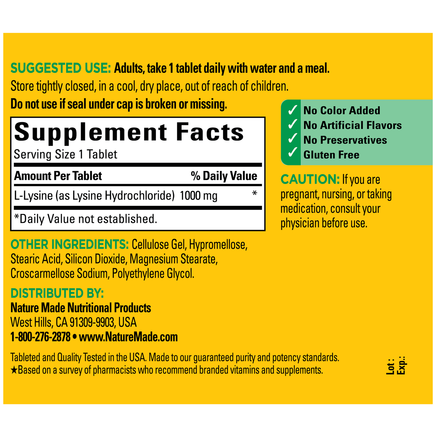 L-Lysine 1000 mg Tablets | 