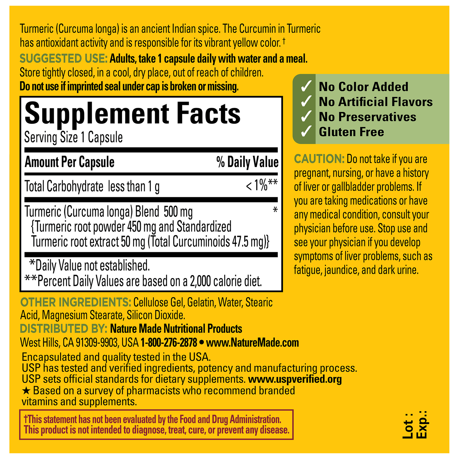 500 mg Turmeric Curcumin Capsules | 60