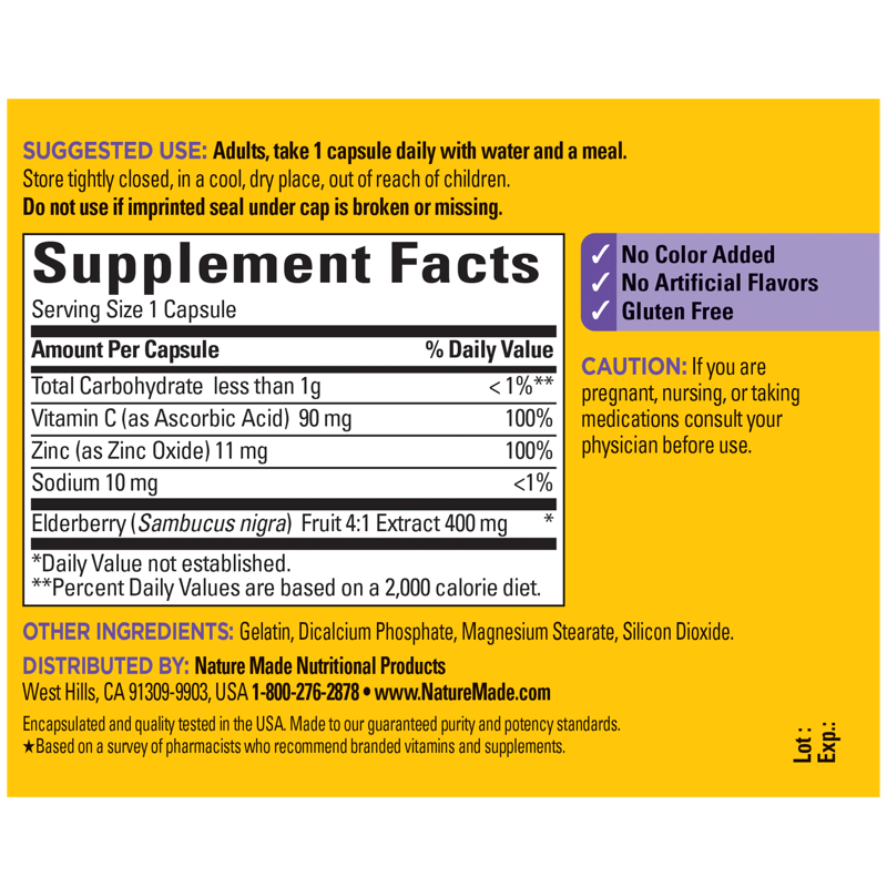 Elderberry Capsules with Vitamin C and Zinc | 